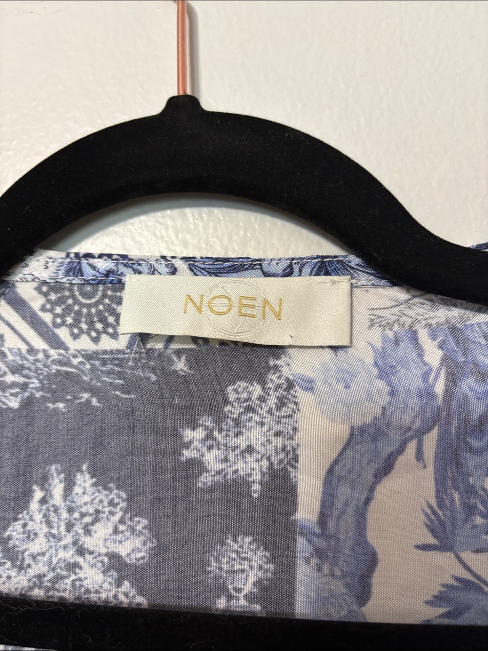 NOEN Blue White Patchwork Print Viscose Tunic Dress US 18 Boho - Picture 3 of 6